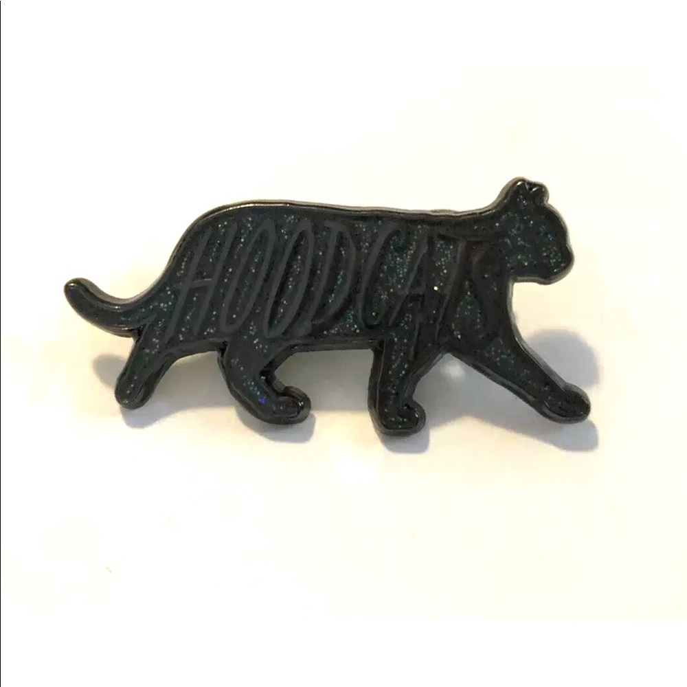 Hoodcats Lapel Hat Pin Black Glitter Hood Cat